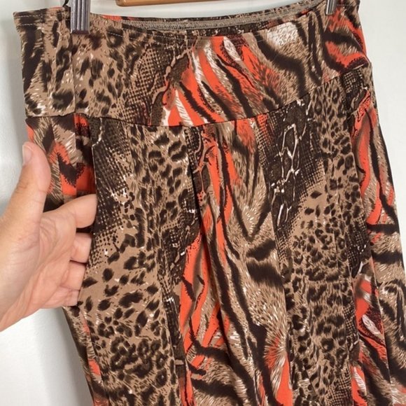 Susha Women Orange Brown Bohemian Animal Print Trouser Pants Size XL - Picture 3 of 11